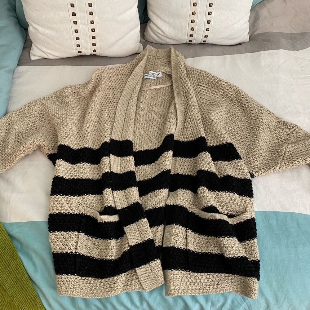Cotton emporium black/beige striped cardigan